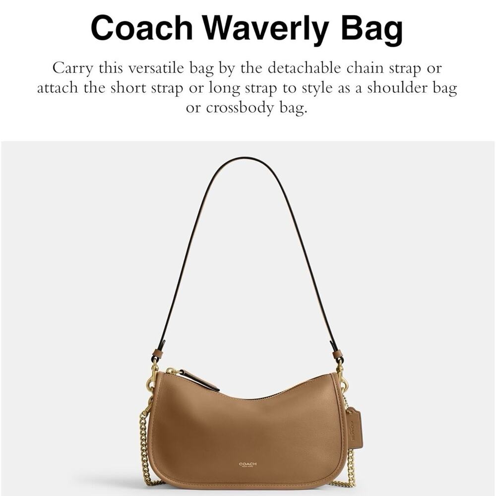 Coach Women's Waverly Bag CCC36 Honey Brown Leather Purse - Picture 2 of 9